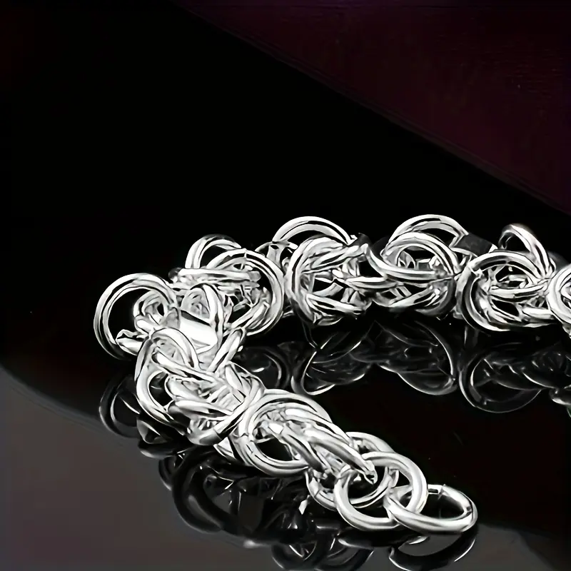 Unisex Silvery Metal Link Bangle Bracelet (1pc) - Casual Trendy Adults' Arm Candy Accessory for Wedding Gifts, All Seasons Noble Stackable Fashion Jewelry