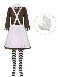 Oompa Cosplay Loompa Movie Chocolate Disguise Fantasy Costume Adult Halloween Carnival Party Set