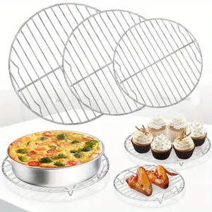3 Pcs Round Cooling Cooking Racks - Size 7½" & 9" & 10½" - Stainless Steel Round Steaming Baking Rack, Multi-Purpose for Canning Air Fryer Pressure Cooker, Dishwasher Safe
