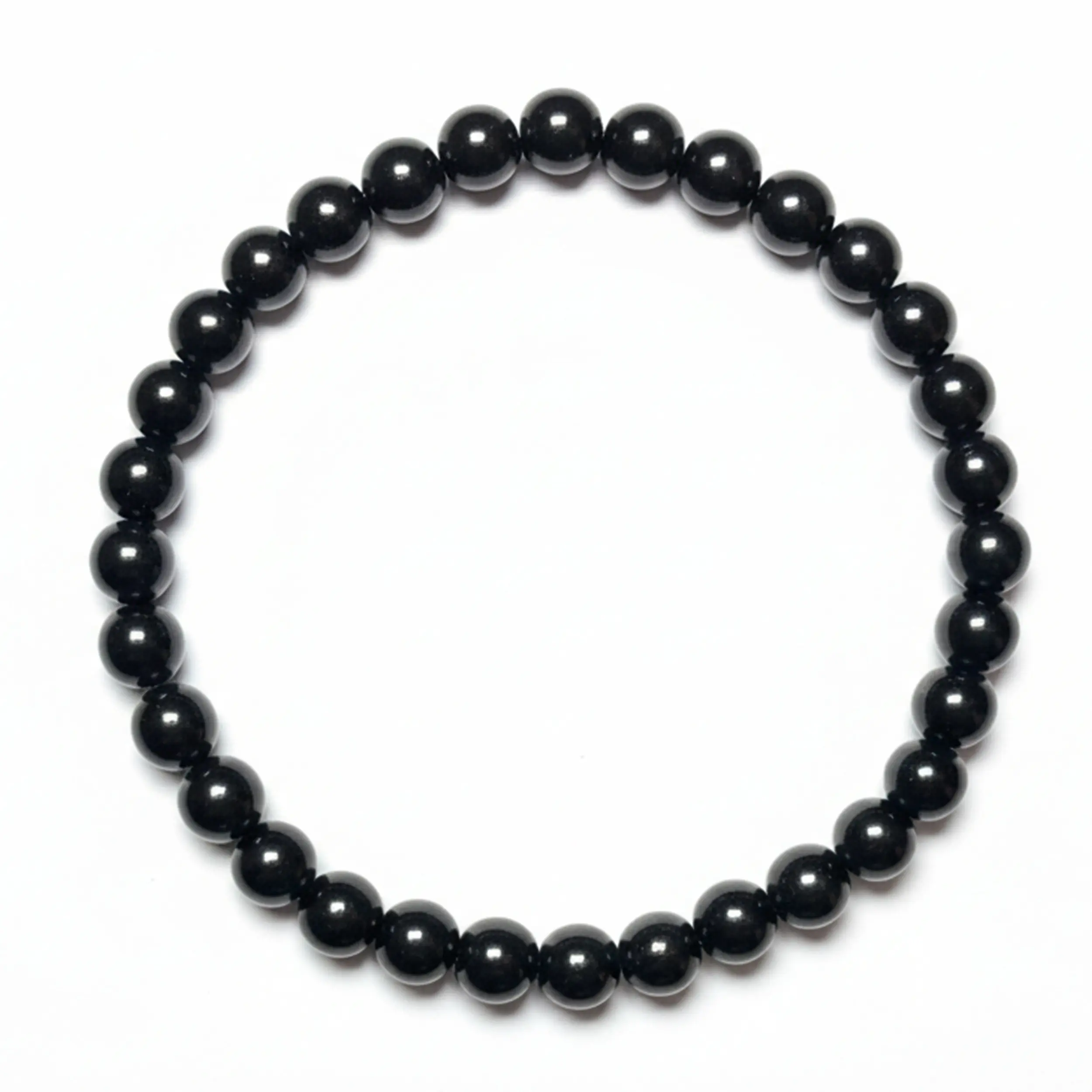 Crystal Concentrics Jet Stone Bracelet for Men and Women, Natural Jet Beads 6mm or 8mm, Lightweight Stretch Crystal Bracelet
