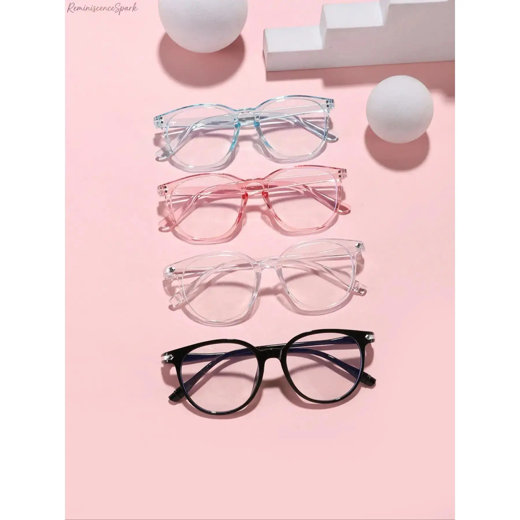 Unisex Round Shape Fashion Eyeglasses - Lightweight Sturdy PC Frames, Anti-Blue Light Lenses, One Size Universal-Fit Sports Eyewear for Daily Wear & Office Use, Candy