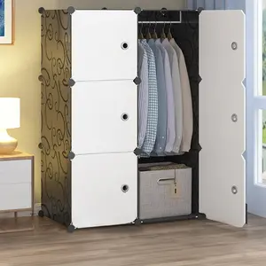 Easy Assembly Home Bedroom Hanging Storage Cabinet, Small Apartment Plastic Cloth Wardrobe, Rent-A-Room Use, Organizer Closet, Wardrobe Ideas