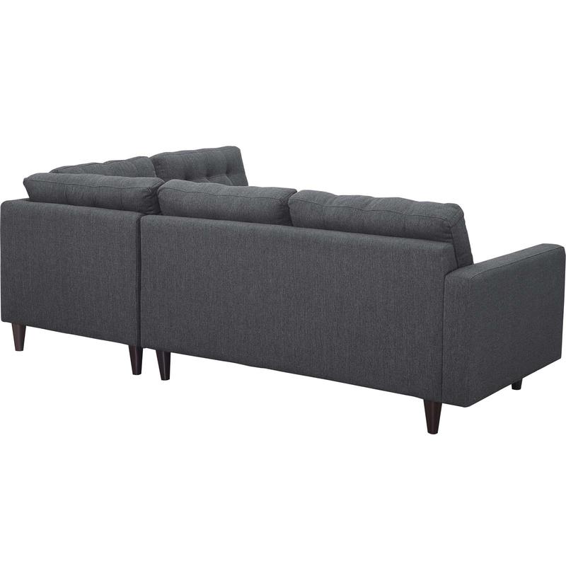 Modway Empress 2 Piece Upholstered Fabric Right Facing Bumper Sectional in Gray