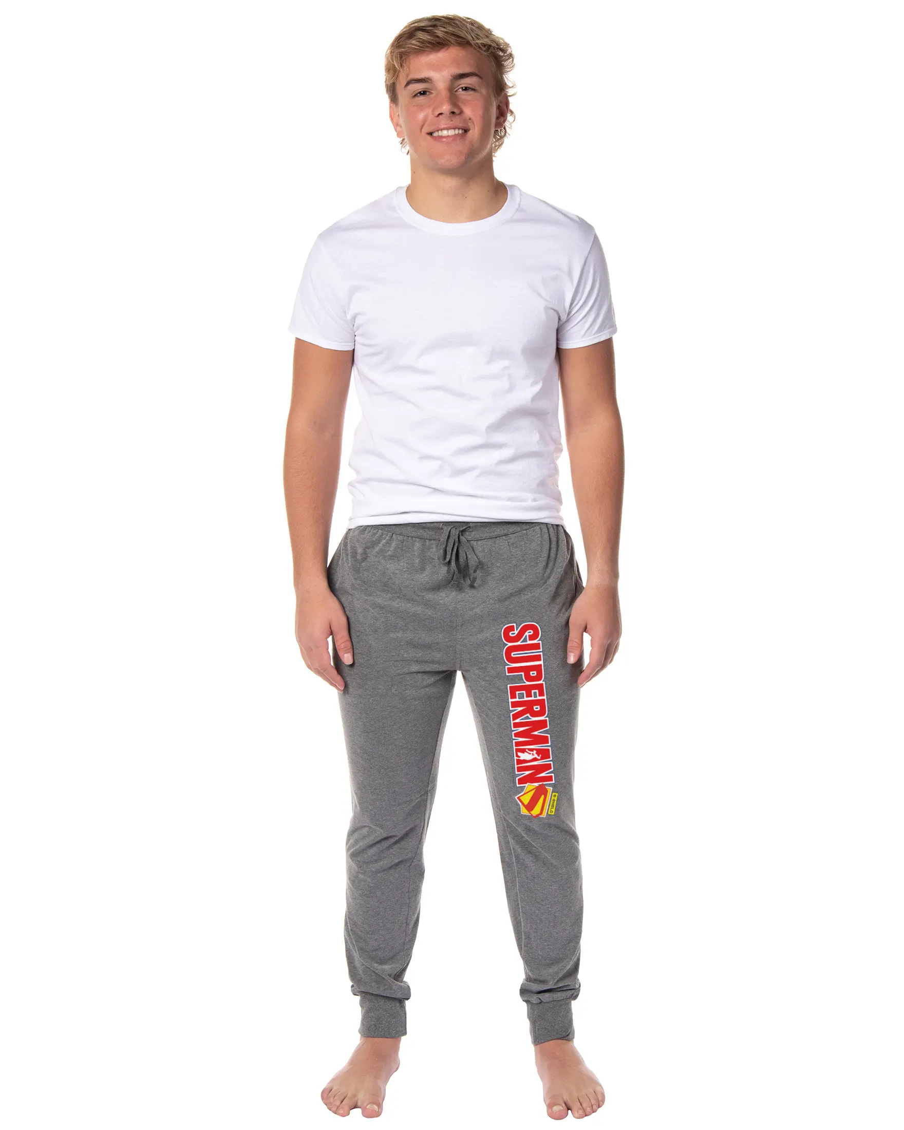 DC Comics Men's Superman 2025 S-Shield Logo Sleep Jogger Pajama Pants For Adults