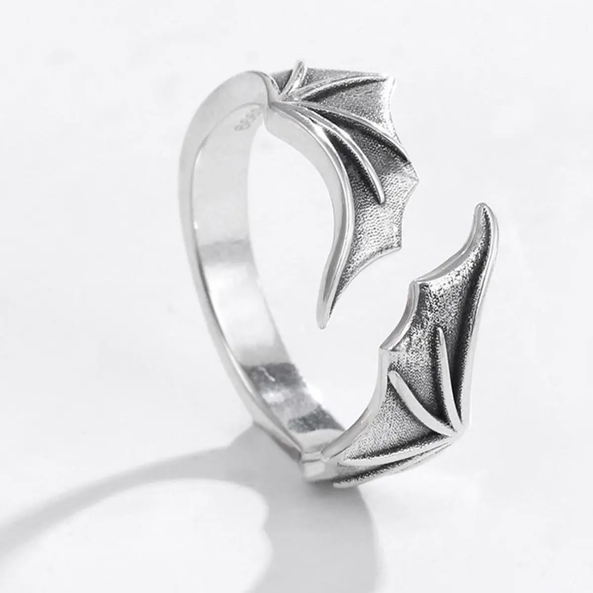 Women's Premium Alloy Silver Demon Bat Wing Adjustable Open Ring, Dark Aesthetic Metal Costume Jewelry, Halloween Gift, Jewelry Rings, Metal Rings