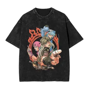 valentine shirts Anime JoJo's Bizarre Adventure Johnny Joestar Gyro Printed Tshirt Men Manga Cotton T-shirts Washed Vintage T Shirt Harajuku Tops