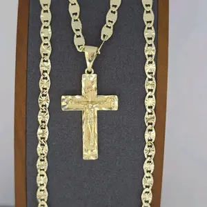 CHRIST ON THE CROSS Fashion necklace regular chain style gold-plated 24"inches