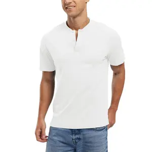 GOPUNE Men's  T shirts Henley Polo Shirts Short Sleeve Casual Lightweight Collarless Work Outdoor Golf Shirts