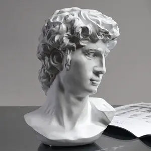 David Statue Greek Bust, Head Bust Statue for Roman Home Decor, White Coffee Table Decor, Greek Mythology Decor for Bedroom/Living Room/Office 5.9"
