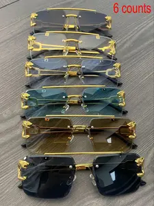Fashionable Rimless Sunglasses, 6 Counts/set Outdoor Trendy Sunglasses, Summer Sunglasses, Fashion Accessories for Men & Women for Traveling & Beach Party