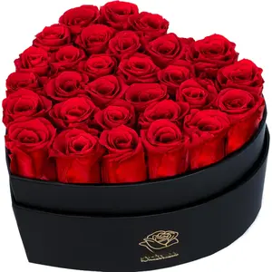29- Forever  Heart-Shaped Box - Real Immortal Preserved Roses Lasting a Year,  for Birthday, Girlfriend, Mother, or Wife, Valentine Day  for Her - Bright Red