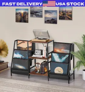 Vinyl Record Stand Stylish Record Player Holder & LP Storage Display Living Room