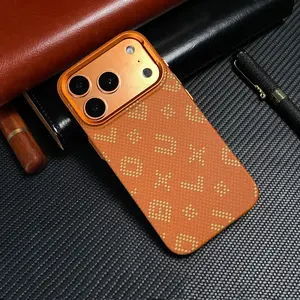 Luminous Carbon Fiber Pattern Magnetic Phone Case for iPhone 17 Pro Max with 16 Metal Lens Protector
