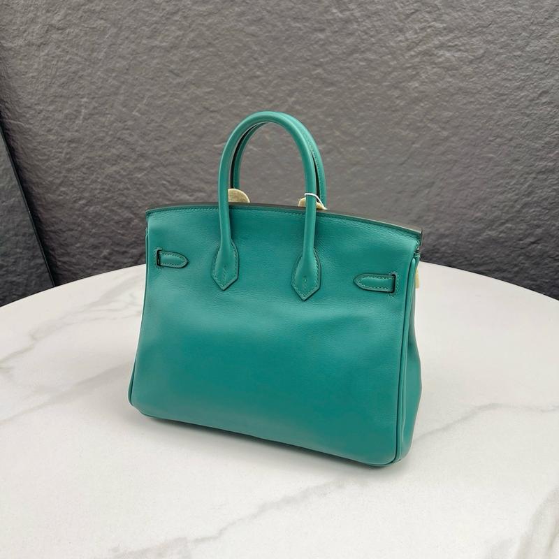 Pre-owned HERMÈS Leather tote bags Hermes Birkin 25 Swift Z6 Malachite (mk103795)