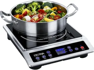 OSTBA Induction Cooktop, 1800W Commercial Grade Portable Countertop Induction Burner, ETL Certified, 10 Power Levels, Up to 460°F, 12-Hour Timer, 5''-10'' Cookware Compatibility