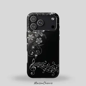 Rhinestone Floral Musical Notes Phone Case | Tough Protective Cover