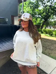BIRDIE Soft Fleece Crewneck Sweatshirt in Heather Grey