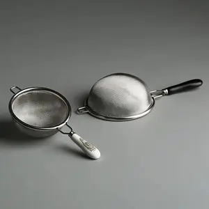 Stainless Steel Tea Strainer, 1 Count Vintage Chinese Tea Infuser with Ceramic Handle, Tea Strainer for Home Kitchen, Household Kitchen Gadgets, Tea Making Tool