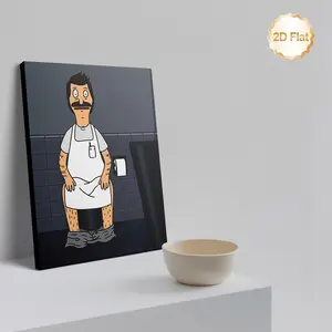 1pc Bob's Burgers Belcher Bathroom Scene Framed Canvas Print - Funny TV Show Wall Art Decor with Bob's Burgers Characters, Ready-to-Hang for Living Room, Bathroom Abstract Face Design Artwork
