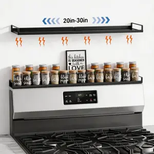 Stove Top Organizer Shelf | 20"-30" Adjustable Heavy-Duty Steel | Keep Spices in Reach & Clear Counter Clutter | Essential Kitchen Upgrade for Small Spaces