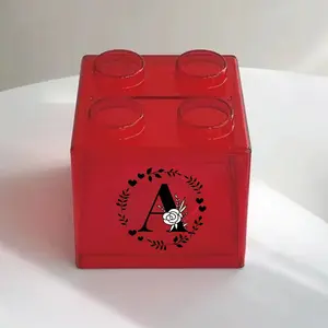 Plastic Coin Bank Building Block, Desktop Storage Box for Coins & Currency, Stackable Design, Perfect Gift Idea, 26 Letters Pattern