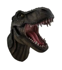 Jurassic Jaws Snarling Tyrannosaurs Rex Wall Mounted Dinosaur Head Bust Sculpture T-Rex Decor