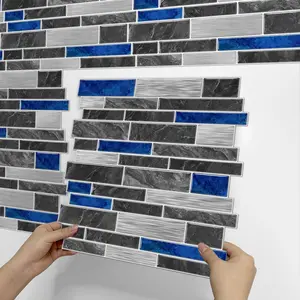 Irregular Brick Pattern Wall Sticker, 12pcs/set Self-adhesive Wall Tile Sticker, Wall Decor for Home Kitchen Bathroom
