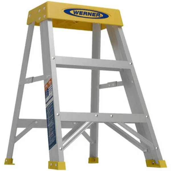 Werner 2-Step Aluminum Step Ladder, 2 ft. High, Type IA Rating, 300lb Capacity, 17" Base Width, 150B