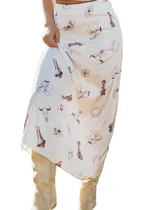 Women's Boho Floral Bodycon Long Skirt Low Waist Vacation Fishtail Maxi Skirts
