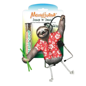 Jump 'n' Jamb Get Wild Sloth Refillable Cat Toy - Interactive Plush Cat Toy