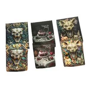 Dark style series, 3D holographic polyester film vertical paper bag box, waterproof self sealing design, black cool gift storage bag, storage bag, waterproof bag, party gift bag, three styles to choose from, 10pcs