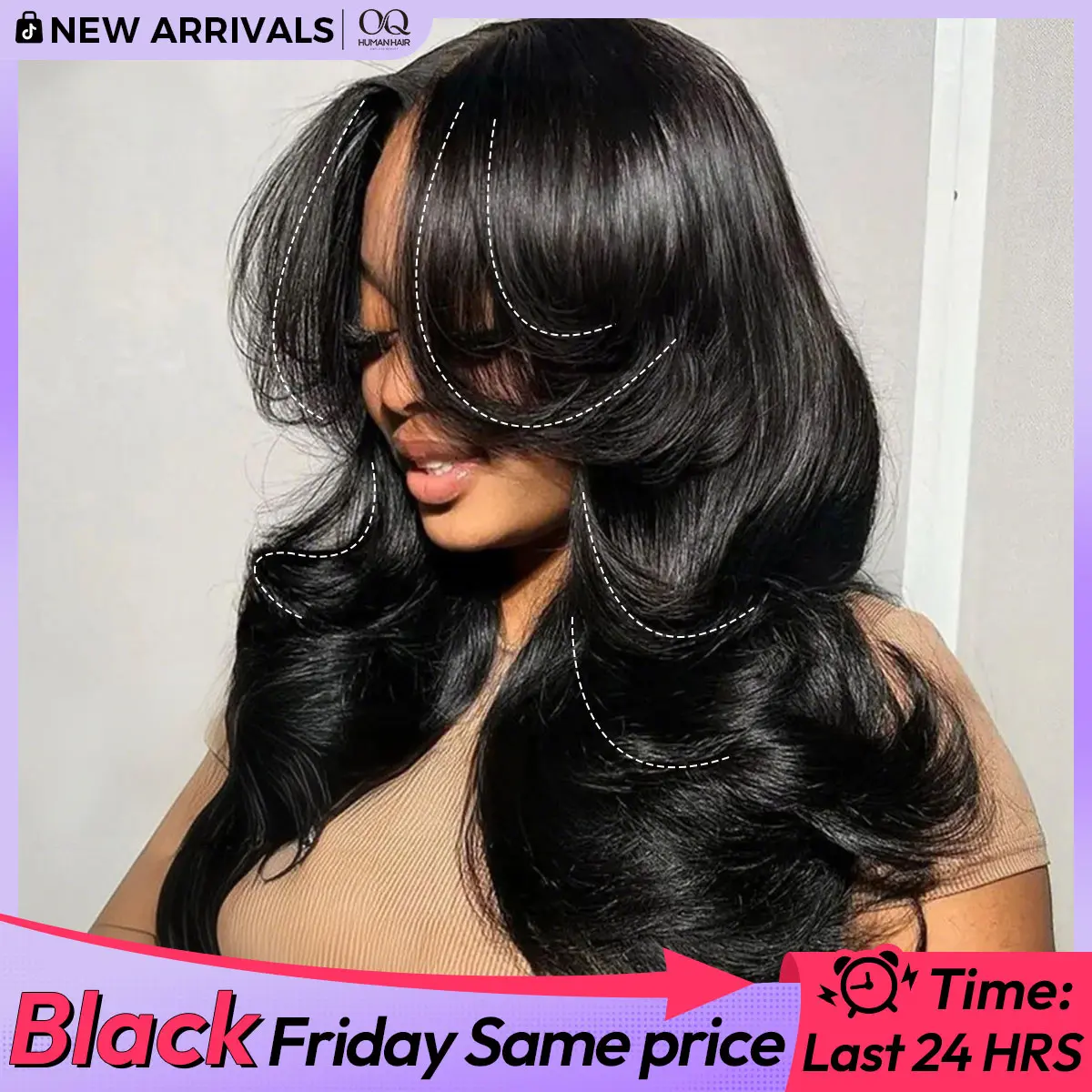 OQ HAIR Face-Framing Layered Cut Body Wave Wig M Cap 9x6 Wear Go Glueless Wig Human Hair with Drawstring Plucked With Natural Hairline #tiktokshopstockup #SohoChic