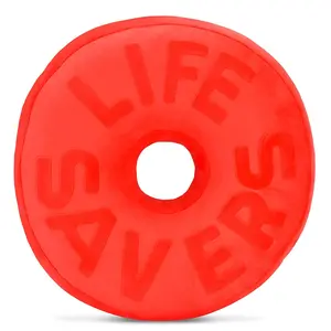 iscream Life Savers Candy Shaped Embossed Fleece Pillow - Red Cherry 11.5"