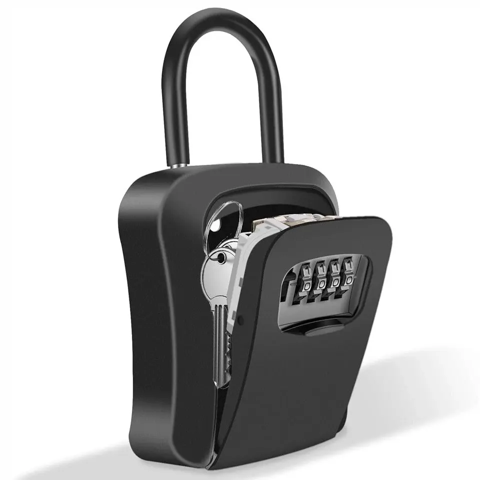 Outdoor Combination Key Lock Box, Storage Lock for House Keys, Portable or Wall-Mounted Outdoor Combination Key Lock Box, Storage Lock for House Keys, Portable or Wall-Mounted