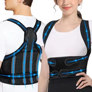 Black Unisex Adjustable Waist Posture Correction Belt Light Breathable and Comfortable Providing Waist and Back Upright Support Suitable for Daily Wear To Improve Posture