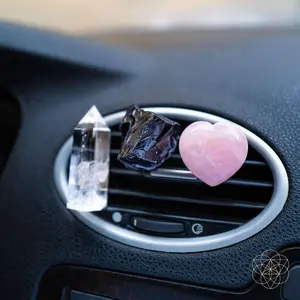 Conscious Items Spiritual Car Charm GPS Crystal Kit with Natural Rose Quartz, Black Obsidian & Clear Quartz, Protective Crystal Car Accessories Vent Clips for Driving Focus, Calm Energy & Road Safety
