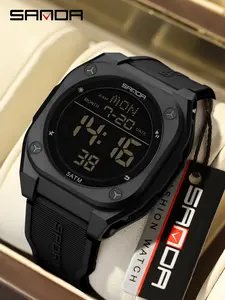 anda Fashion Sports Alarm Clock, Multifunctional Men's Electronic Watch, Digital Quartz Watch, Timing, Waterproof, Night Light, Ideal Gift Item