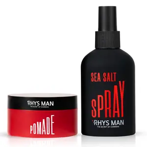 Rhys Man Men’s Hair Texture & Shine Kit – Sea Salt Spray with Strong Hold Pomade, Mens Hair Styling Products Gift for Him Summervibes