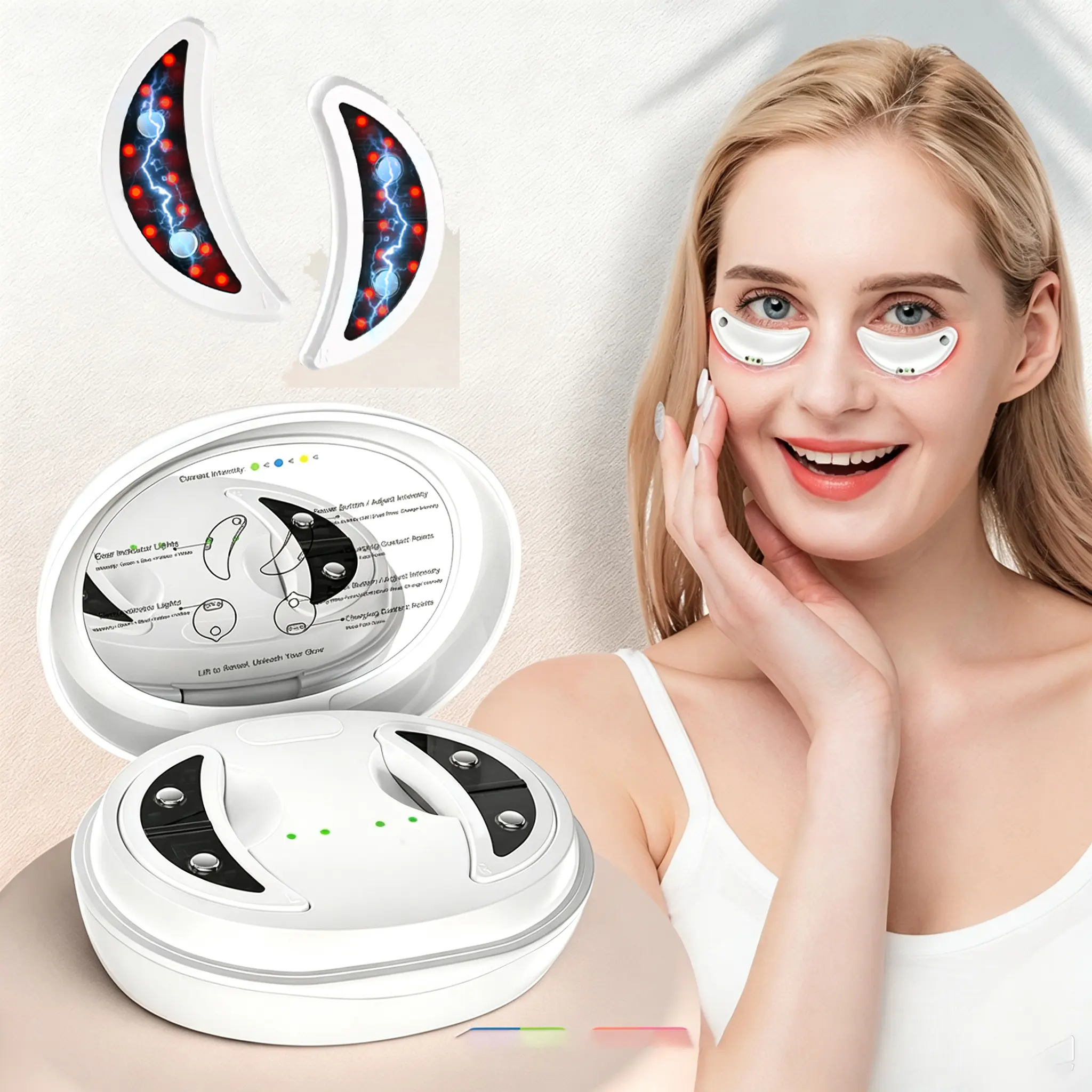 Electric Eye Massage Device Red Light Eye Beauty Care Under Eye Massager for Dark Circles, Eye Bags