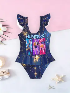 Girls' One-Piece Swimsuit, Trendy Swimwear for Pool & Beach, Comfortable All-Over Design, Perfect for Summer Fun