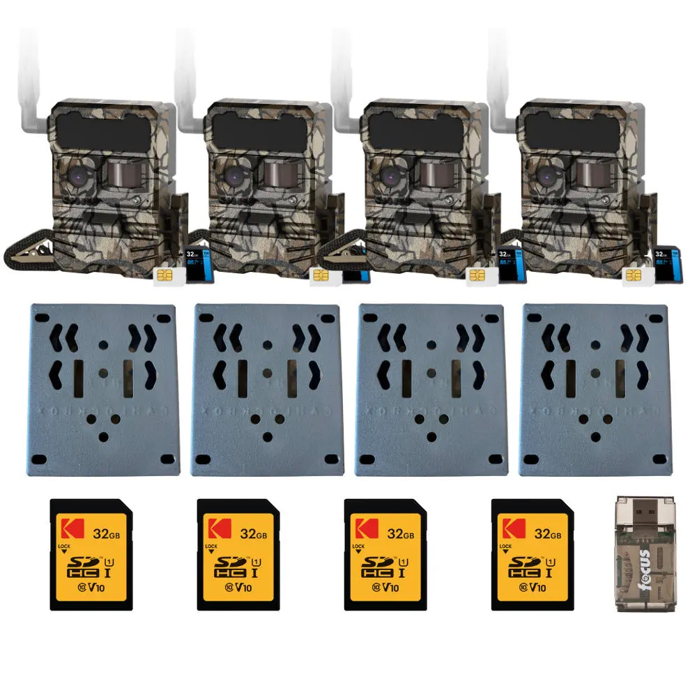Yellowstone Y2 Wide Angle Lens Cellular Trail Camera Bundle with Bear-Proof Metal Box, Camo Design, Sim Card Compatibility for Hunters, Waterproof, Wildlife Monitor, Sd, Trail Hunting, 1080P Video, 0.4-Second Trigger Speed, Wildlife Hunt, Camouflage Camo