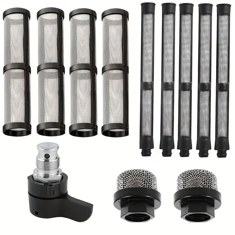 12-Piece Spray Gun Filter Set, Includes Feed Port Filters, Core Filters, Nozzle Filters & Flow Control Valve, Compatible with Graco Models, Spray Nozzle Tips