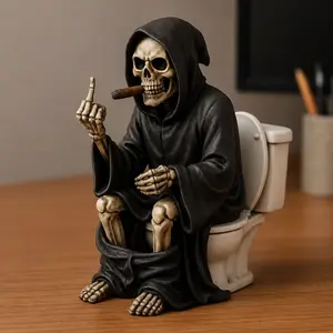 Gothic Artificial Resin Death Statue Figurine, Collectible Decorative Accent, Halloween Shelf Decoration, Lightly Terrorizing Gift, Moody Atmosphere, Matte Finish, Artificial Resin Statues