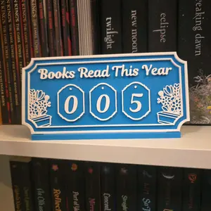 Books Read This Year Tracker Sign - for Bookshelf Decor & Reading Goals