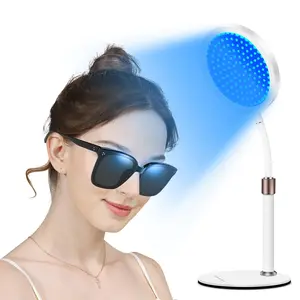 Red Light Therapy for Face and Body Red and Blue Light Therapy Lamp with Base 415nm Blue Light 660nm Deep Red Light and 850nm Near-Infrared LED Light Therapy Device for Home Use
