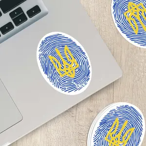 Ukraine Thumbprint Sticker with Coat of Arms | Unique Ukrainian Identity Decal