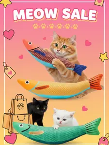 Catnip Fish Kicker Toys for Cats, 3-Pack Plush Saury Fish with Crinkle Sound, Interactive & Durable Cat Pillow, 9.3 Inch for All Cat Breeds