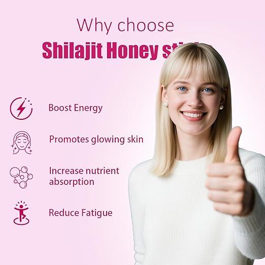 Women Shilajit Honey Sticks for Hormonal Balance, Multi-Mineral Honey Sticks, Energy Boost with Shatavari Saffron 30 Strawberry Flavor Natural Vitality Stamina Support Supplement - Dietary
