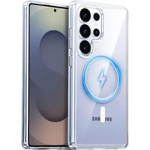 Clear Protective Case Shell for Samsung Galaxy S25 Ultra 5G 2025, Magnetic Cover Compatible with MagSafe, Hard Back Slim Shockproof Bumper, Support Wireless Charging, Casing