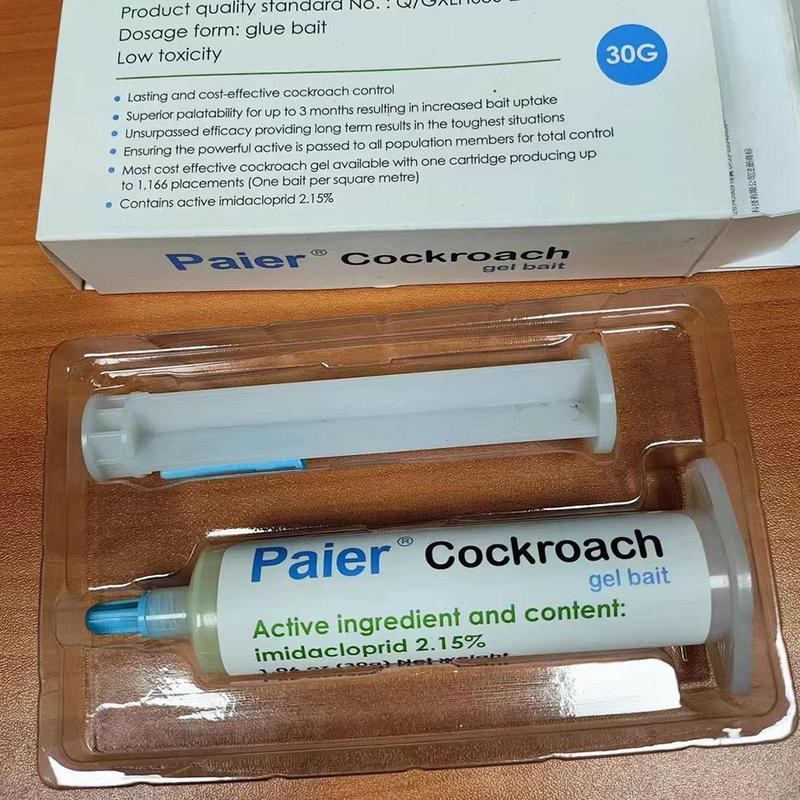 Paier Indoor Cockroach Killer 4-Pack 30g per Tube with 1 Dropper & 2 Nozzles for German Cockroach Control Indoor & Outdoor Use